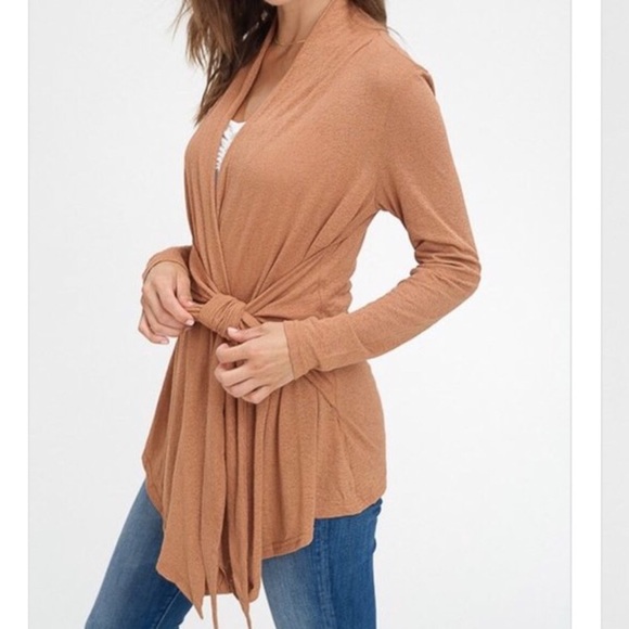 Wrap Tie Cardigan in Brick - Picture 3 of 3